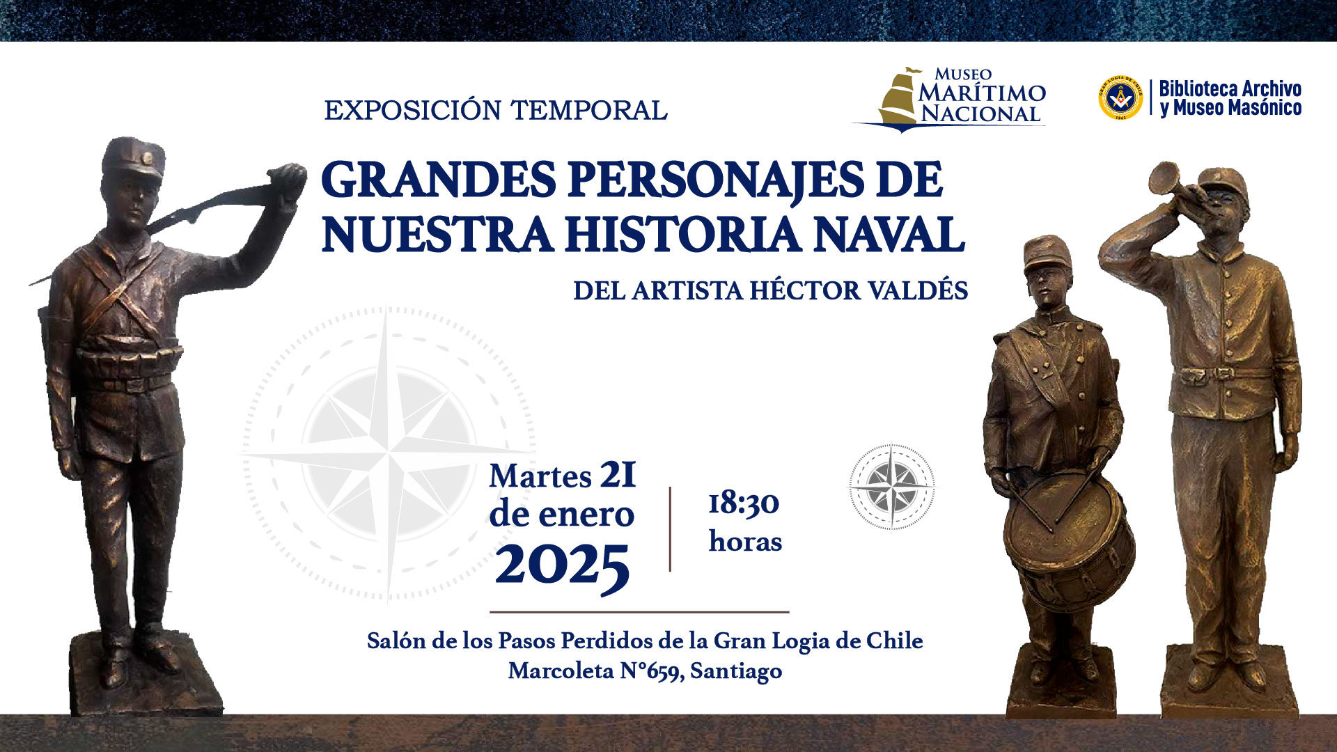 Este martes 21 de enero, 18:30 hrs: Museo Masónico y Museo Naval inauguran exposición en la Gran Logia de Chile